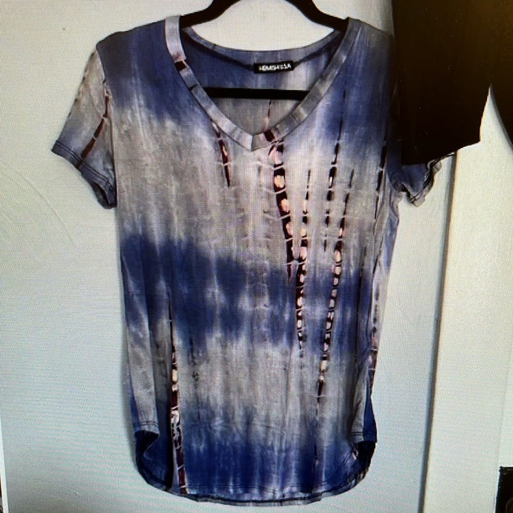 Womens XS Top Tie Die Soft Athletic Casual Blue Yoga Leisure Lounge Pool NWOT